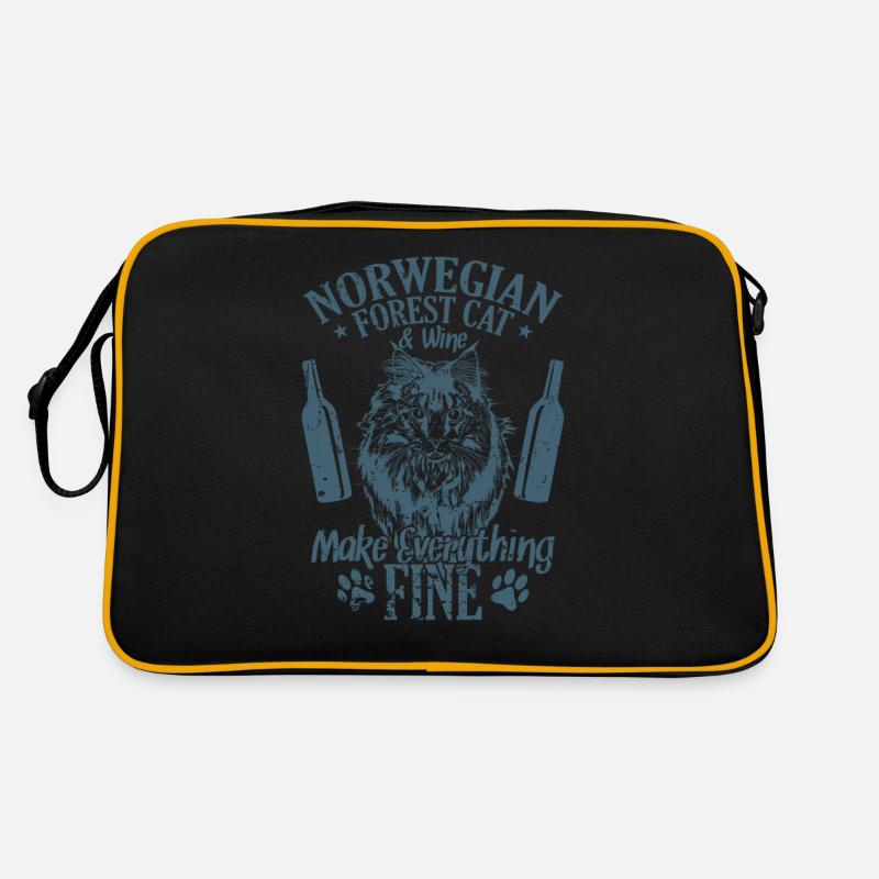 Norwegian Forest Cat and Wine Make Everything Fine Retro Tasche
