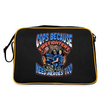 Les flics parce que les pompiers ont aussi besoin de héros - Sac Retro - noir/or - Dos