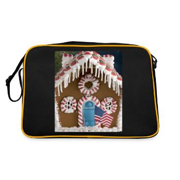 American Christmas Gingerbread House with US - Retro Bag - black/gold - Back
