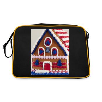 American Christmas Gingerbread House with US - Retro Bag - black/gold - Back