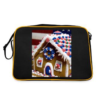American Christmas Gingerbread House with US - Retro Bag - black/gold - Back