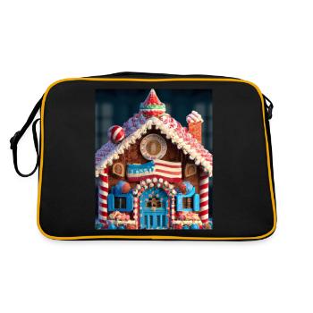 American Christmas Gingerbread House with US - Retro Bag - black/gold - Back