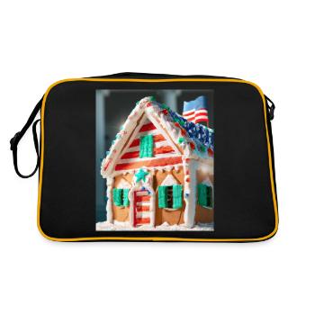 American Christmas Gingerbread House with US - Retro Bag - black/gold - Back