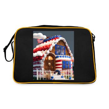American Christmas Gingerbread House with US - Retro Bag - black/gold - Back