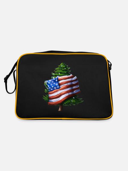 American Christmas Christmas Tree with US - Retro Bag - black/gold - Back
