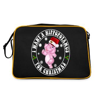 I Want A Hippopotamus For Christmas Xmas Hippo - Retro Tasche - Schwarz/Gold - Hinten
