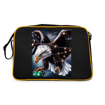 Amerikanisches Weihnachten Seeadler Mit - Retro Tasche - Schwarz/Gold - Hinten