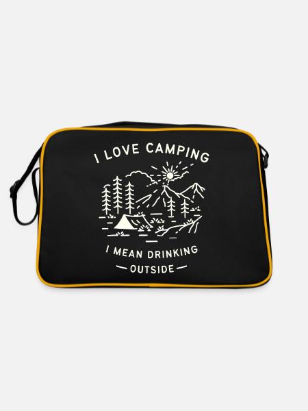 I like camping I mean drinking outside - Retro Bag - black/gold - Back