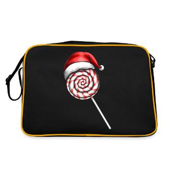Candy Cane Lollipop Santas Hat Joyeux Noël - Sac Retro - noir/or - Dos