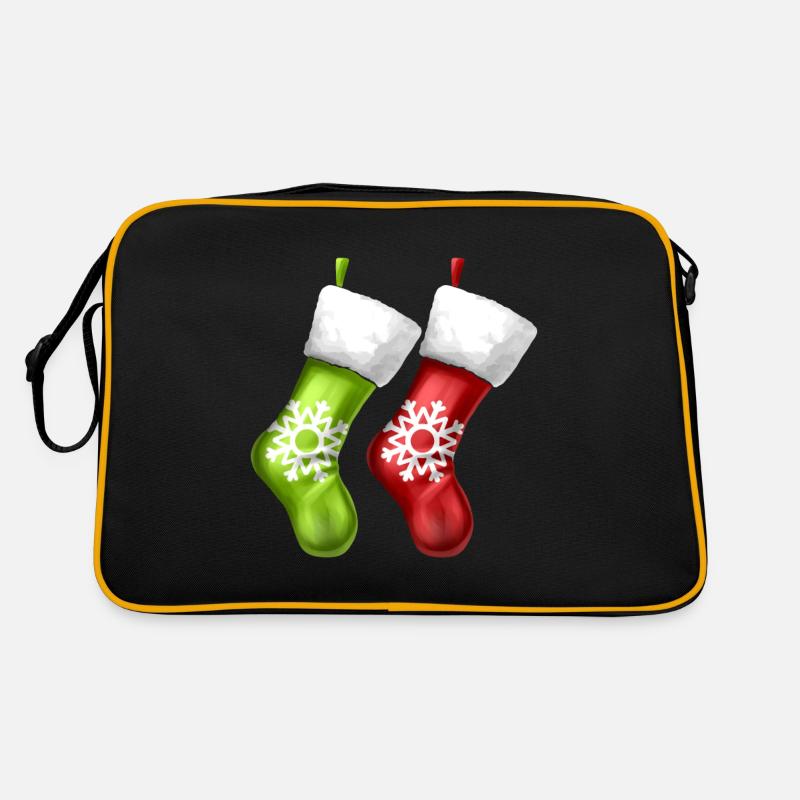 Chaussettes sur les bas de cheminée sur la cheminée de Noël Sac Retro