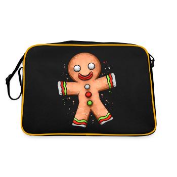 Gingerbread Man Merry Christmas - Retro Tasche - Schwarz/Gold - Hinten