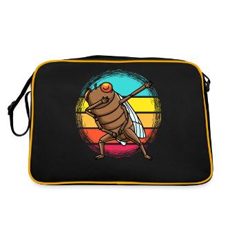 Retro Dabbing Zikade Insekt Vintage Entomologie - Retro Tasche - Schwarz/Gold - Hinten
