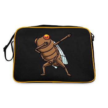 Dabbing Zikade Insekt Entomologie Entomologe - Retro Tasche - Schwarz/Gold - Hinten