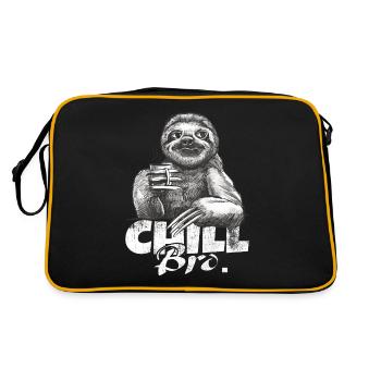 Faultier Mit Kaffee Chill Bro Das Ist Der Weg - Retro Tasche - Schwarz/Gold - Hinten
