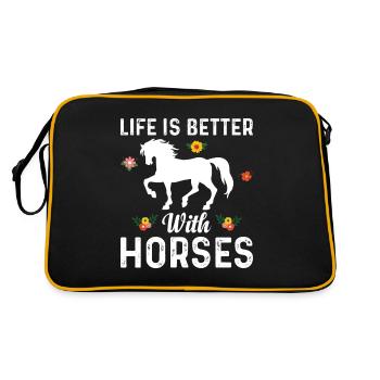 La vie est meilleure avec les fleurs de chevaux - Sac Retro - noir/or - Dos