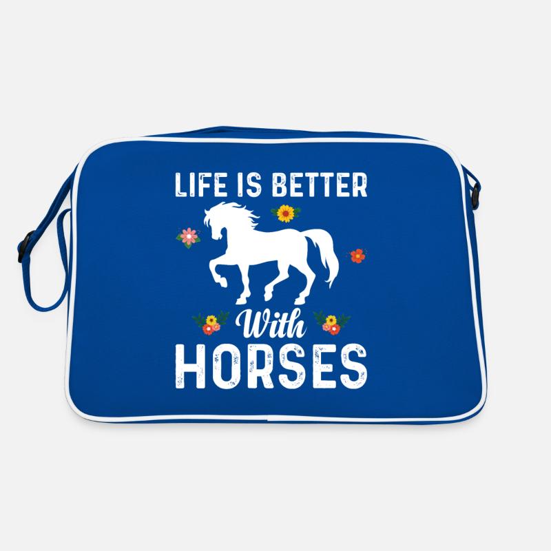 Das Leben Ist Besser Mit Pferden Blume Retro Tasche