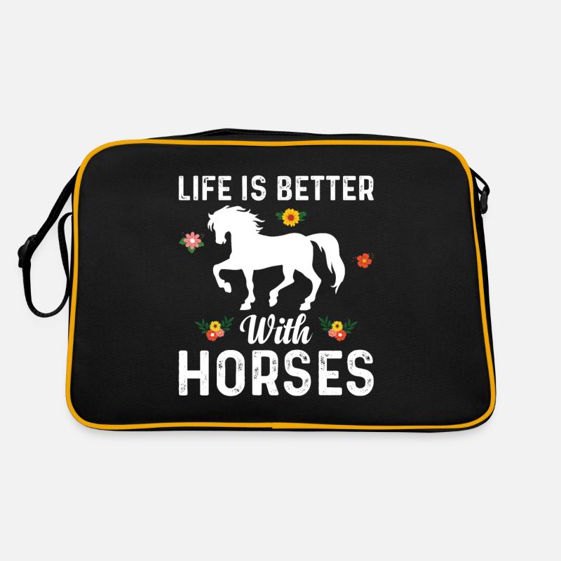 La vie est meilleure avec les fleurs de chevaux Sac Retro