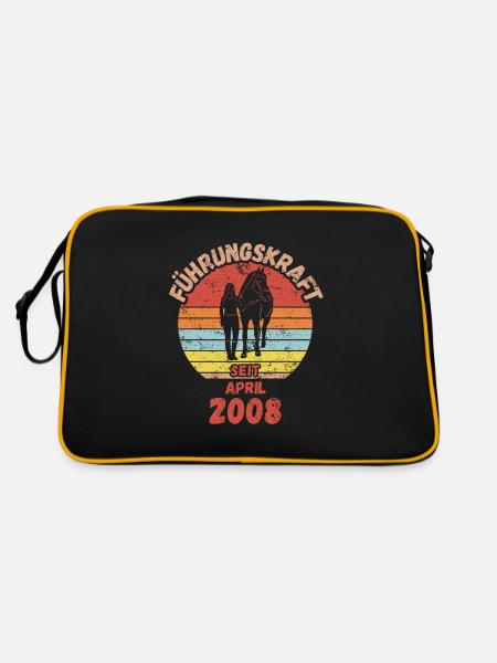 Führungskraft Reiten Geburtstag April 2008 - Retro Tasche - Schwarz/Gold - Hinten