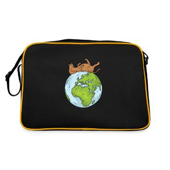 Earth Day Cute Dog loves world - Retro Tasche - Schwarz/Gold - Hinten