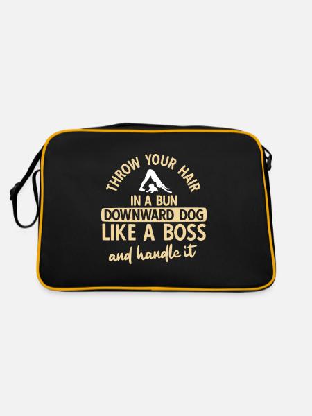 Yogalehrer Spruch Für Yogi Yoga - Retro Tasche - Schwarz/Gold - Hinten
