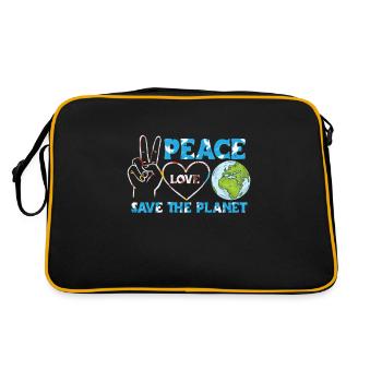 Paix Amour Sauvez notre planète Terre - Sac Retro - noir/or - Dos