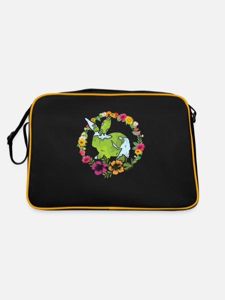 Earth Day Cute Rabbit loves Planet World - Retro Tasche - Schwarz/Gold - Hinten