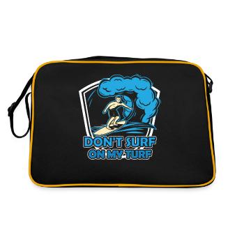 Surf Nicht In Meinem Revier Surfer Surfing - Retro Tasche - Schwarz/Gold - Hinten