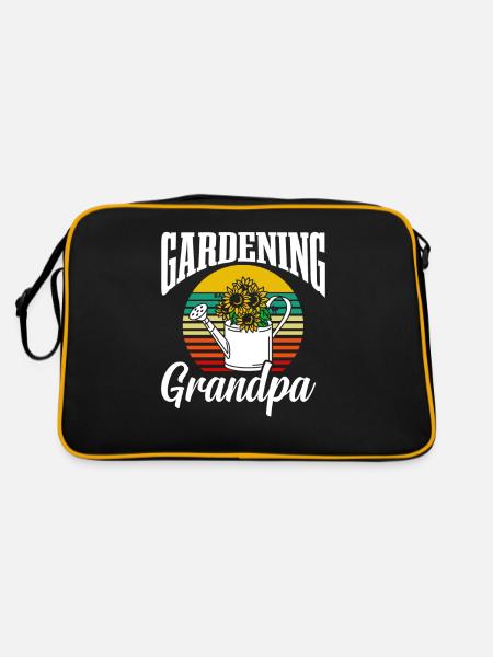 Gardening Grandpa Grandfather Gardener Garden - Retro Bag - black/gold - Back