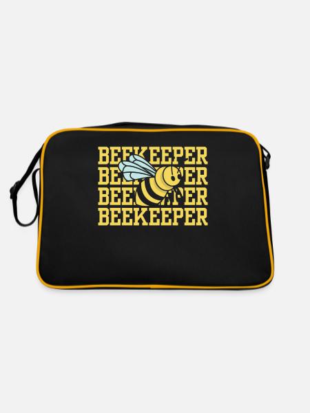 Imker Imkern Imkerei Honigbiene - Retro Tasche - Schwarz/Gold - Hinten