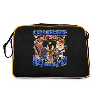 Les flics parce que les pompiers ont aussi besoin de héros - Sac Retro - noir/or - Dos