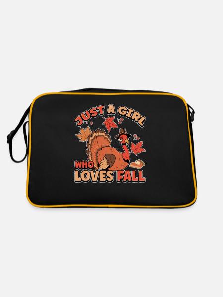 Just A Girl Who Loves Fall - Retro Tasche - Schwarz/Gold - Hinten