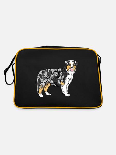 Border collie - Retro Bag - black/gold - Back