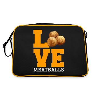 Meatball Frikadelle Essen Geschenk - Retro Tasche - Schwarz/Gold - Hinten