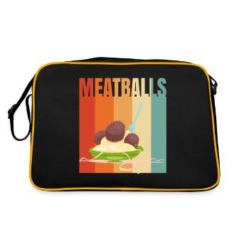 Meatball Frikadelle Essen Geschenk - Retro Tasche - Schwarz/Gold - Hinten