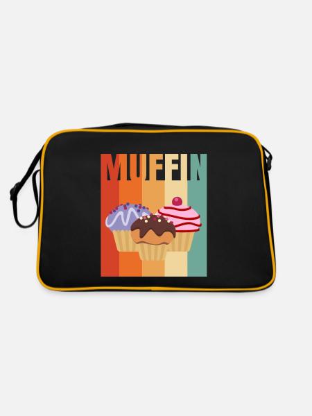 Muffin - Retro Tasche - Schwarz/Gold - Hinten