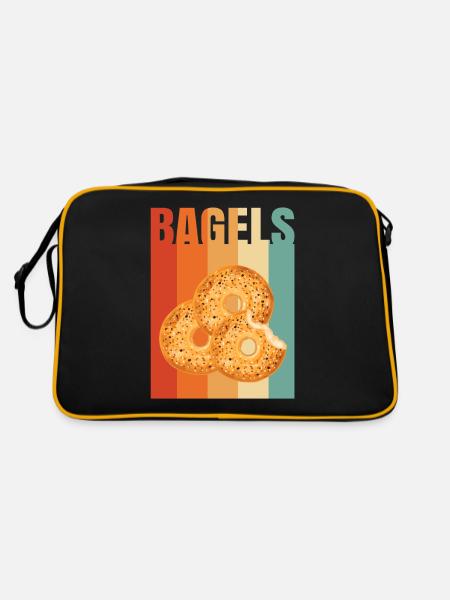 Bagel Bagels Geschenk - Retro Tasche - Schwarz/Gold - Hinten