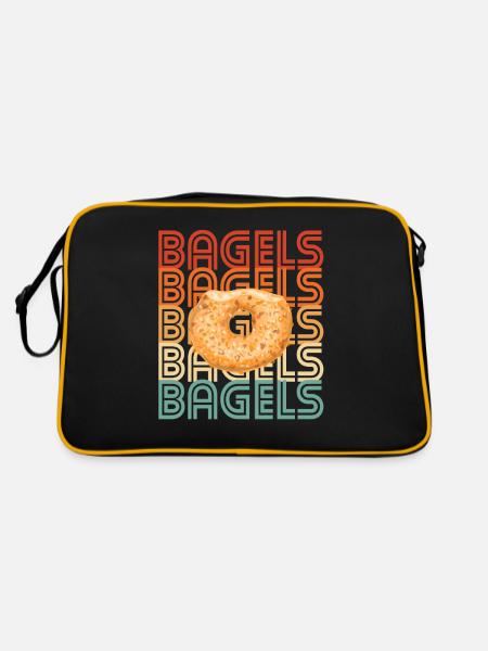 Bagel Bagels Geschenk - Retro Tasche - Schwarz/Gold - Hinten