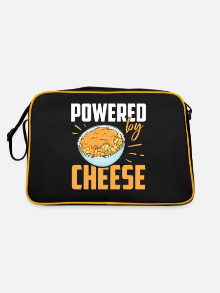 Angetrieben Von Käse Sprüche Süß Liebhaber Liebe - Retro Tasche - Schwarz/Gold - Hinten