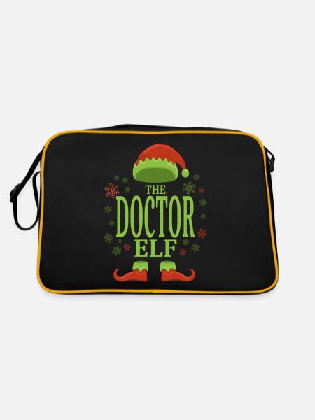 Doktor Weihnachtself - Retro Tasche - Schwarz/Gold - Hinten