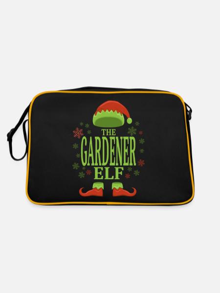 Gärtner Weihnachtself - Retro Tasche - Schwarz/Gold - Hinten