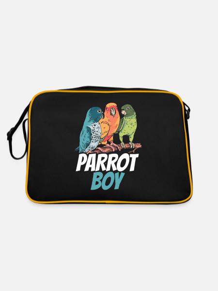 Parrot Young Parrot Young Parrots Animal Cute - Retro Bag - black/gold - Back
