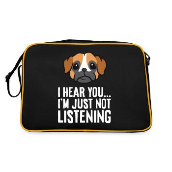 Ich höre dich, ich höre nur nicht zu Lustiger - Retro Tasche - Schwarz/Gold - Hinten