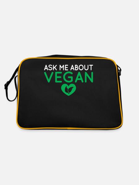 Veggie Lover Vegan Gift - Retro Bag - black/gold - Back