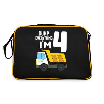Dump Truck 4th Birthday Dump Everything I'm 4 - Retro Bag - black/gold - Back