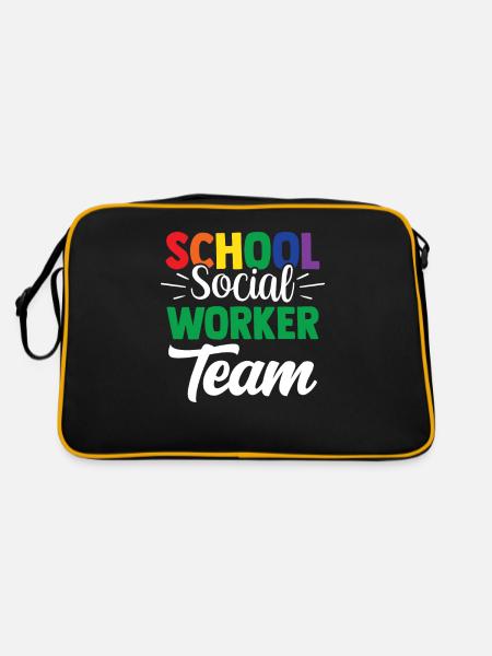 Schulsozialarbeiter Team Schulsozialarbeit Schule - Retro Tasche - Schwarz/Gold - Hinten