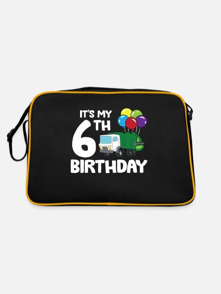Garbage Truck It's My 6th Birthday Garbage Day 6 - Retro Bag - black/gold - Back