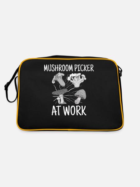 Fungi Hunter Mushroom Hunter Gifts - Retro Bag - black/gold - Back