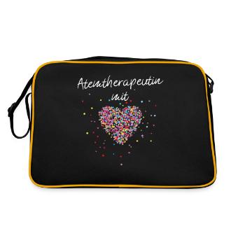 Atemtherapeutin mit Herz Atemberaterin Therapie - Retro Tasche - Schwarz/Gold - Hinten