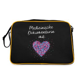 Medizinische Dokumentarin mit Herz Krankenhaus - Retro Tasche - Schwarz/Gold - Hinten