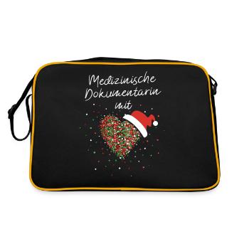 Medizinische Dokumentarin mit Herz Nikolausmütze - Retro Tasche - Schwarz/Gold - Hinten